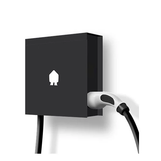 Borne de recharge murale noire avec connecteur type 2